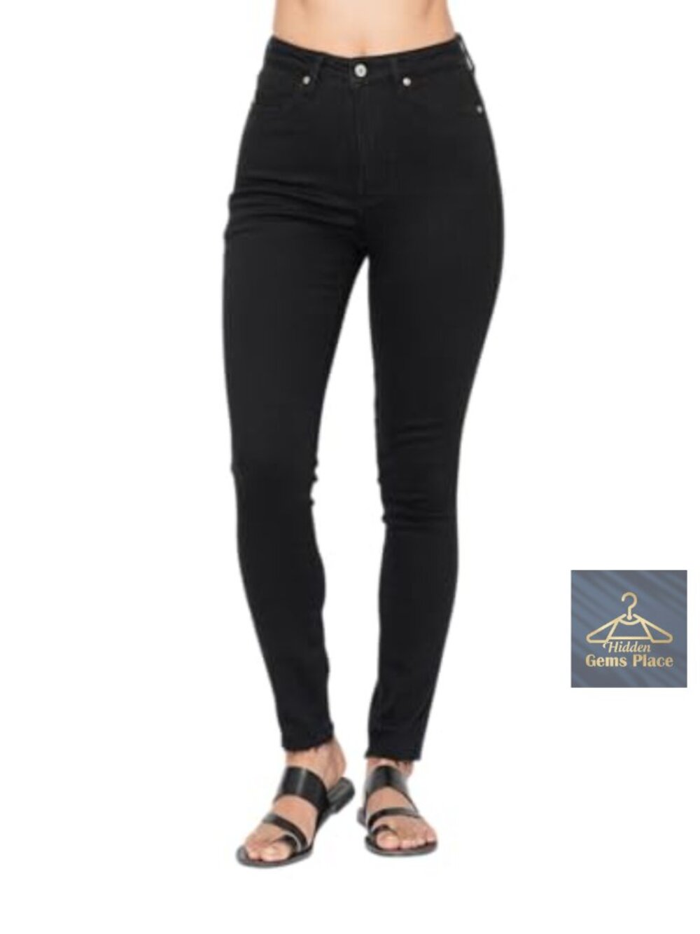 High Waisted Tummy Control Skinny Jeans with Shield Pockets